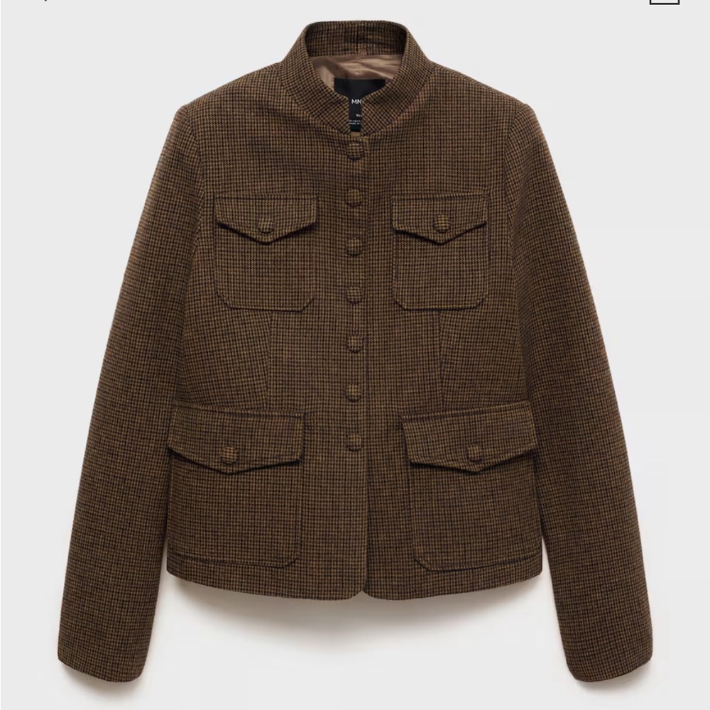 Mango Brown Textured Jacket